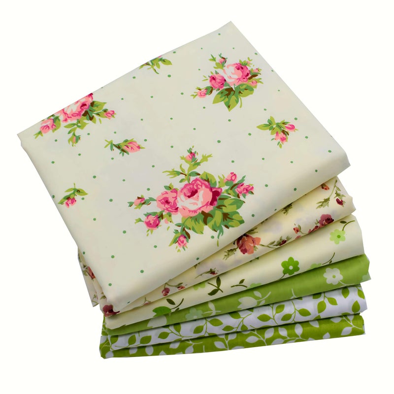 iNee Green Floral Fat Quarters Quilting Fabric Bundles, Sewing Fabric for Quilting Craftting,18 x 22 inches (Green Floral) - Image 1